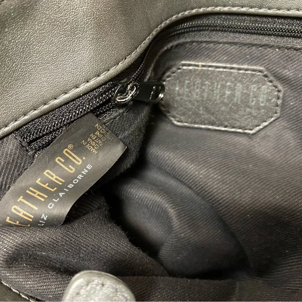 Liz Claiborne Genuine Grey Leather Bag with Handles & Detachable Shoulder Strap - Picture 9 of 13